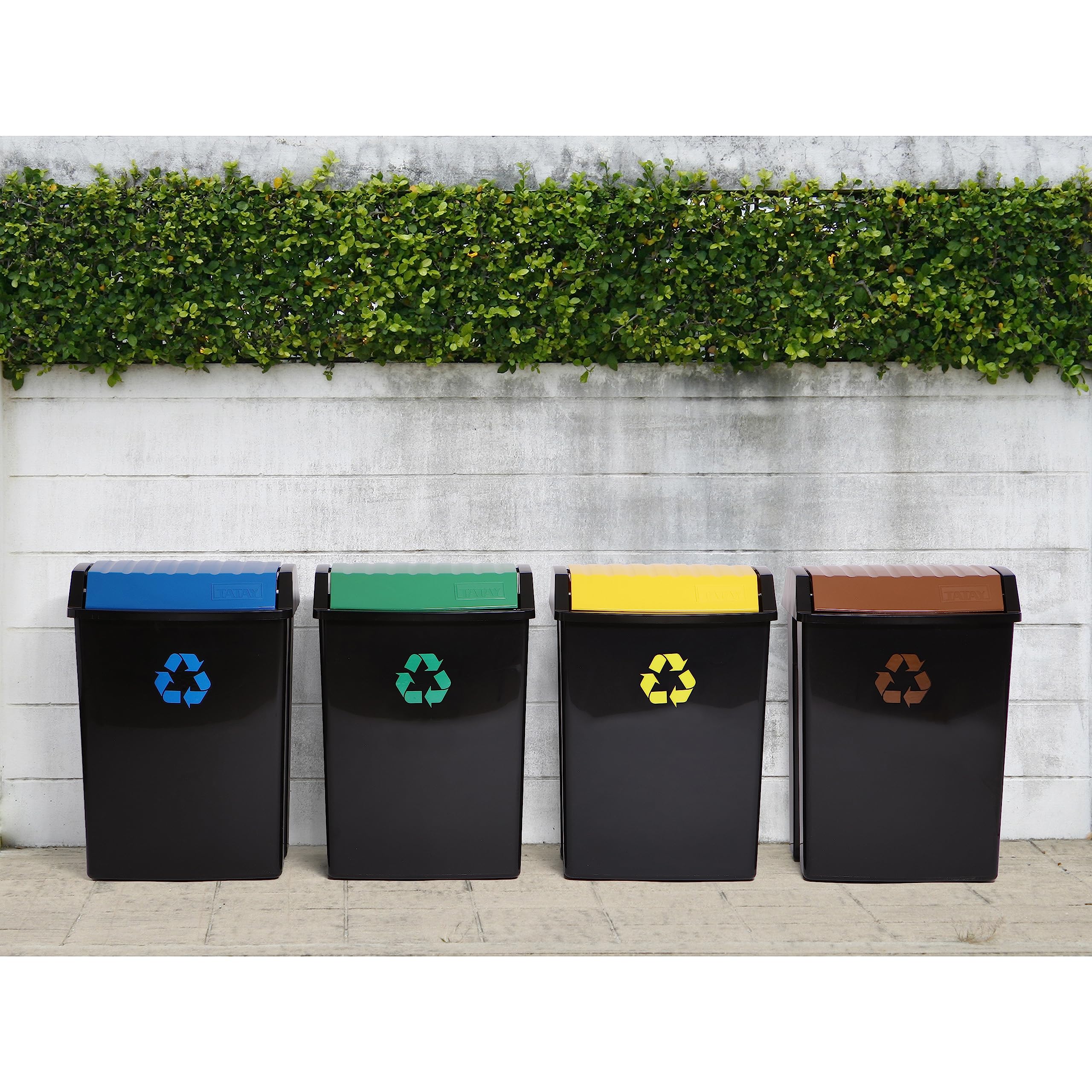 TATAY Recycling Bin with Swing Lid 50L | For Indoor and Outdoor | Suitable for 30L–50L Bag | UV Resistant | BPA Free Sturdy Plastic