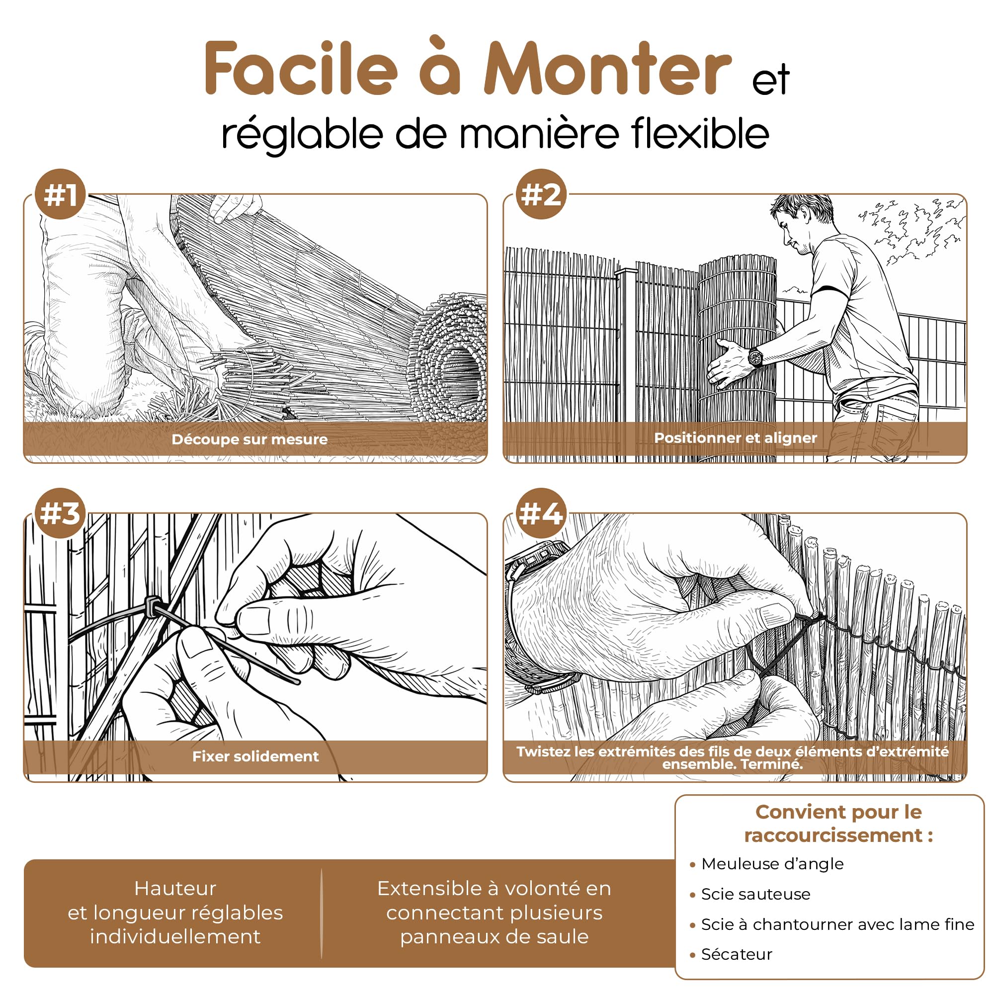 BOOGARDI Canisse en osier naturel 150 x 300 cm - Brise-vue pour balcon, terrasse et jardin - Clôture occultante extérieure, pare-vue en osier