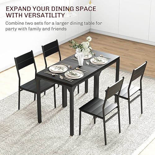 Miniatura 6 de HOMCOM Juego de mesa de comedor de 3 piezas para 2, mesa y sillas de cocina modernas, juego de comedor para desayunar, espacio pequeño, apartamento,