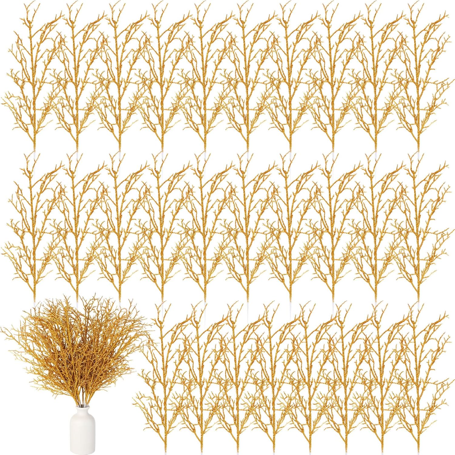 Lyrow 60 Pcs Glitter Christmas Tree Pick Sprays Christmas