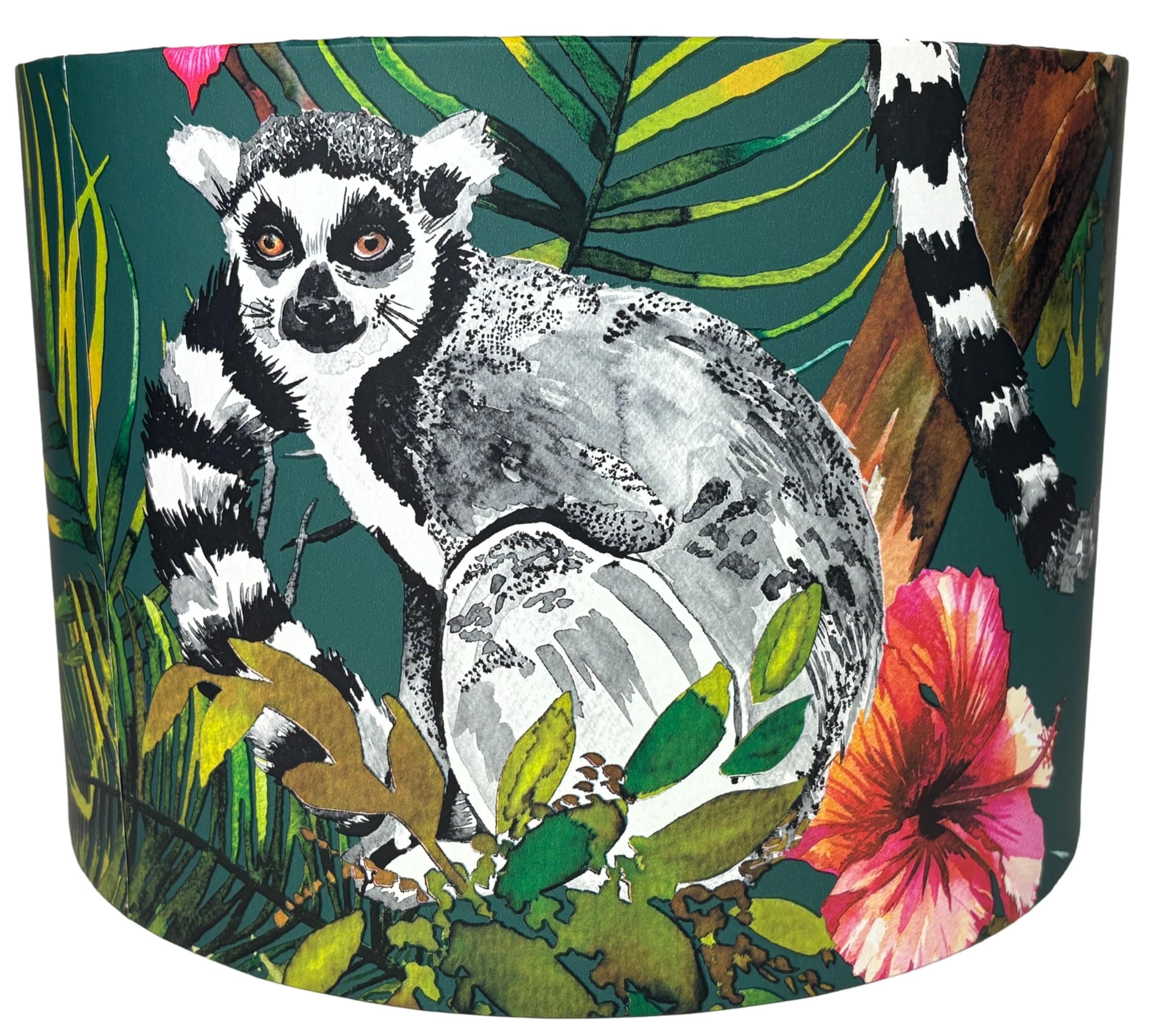 Lampshade Kings Teal Tropical Lemur Lampshade For Ceiling & Table Lamps – Jungle Animal Light Shade, Exotic Home Decor
