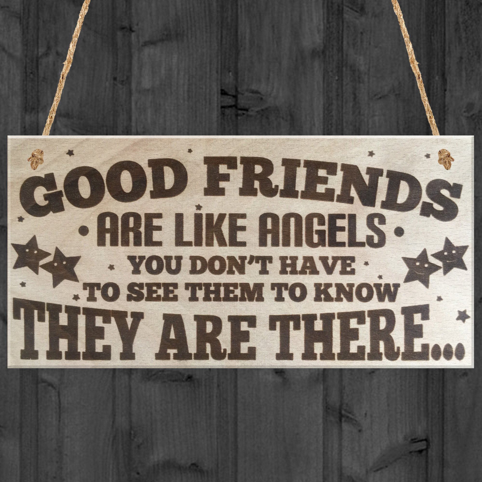 Red Ocean Good Friends Are Like Angels Wooden Hanging Plaque Shabby Chic Friendship Sign