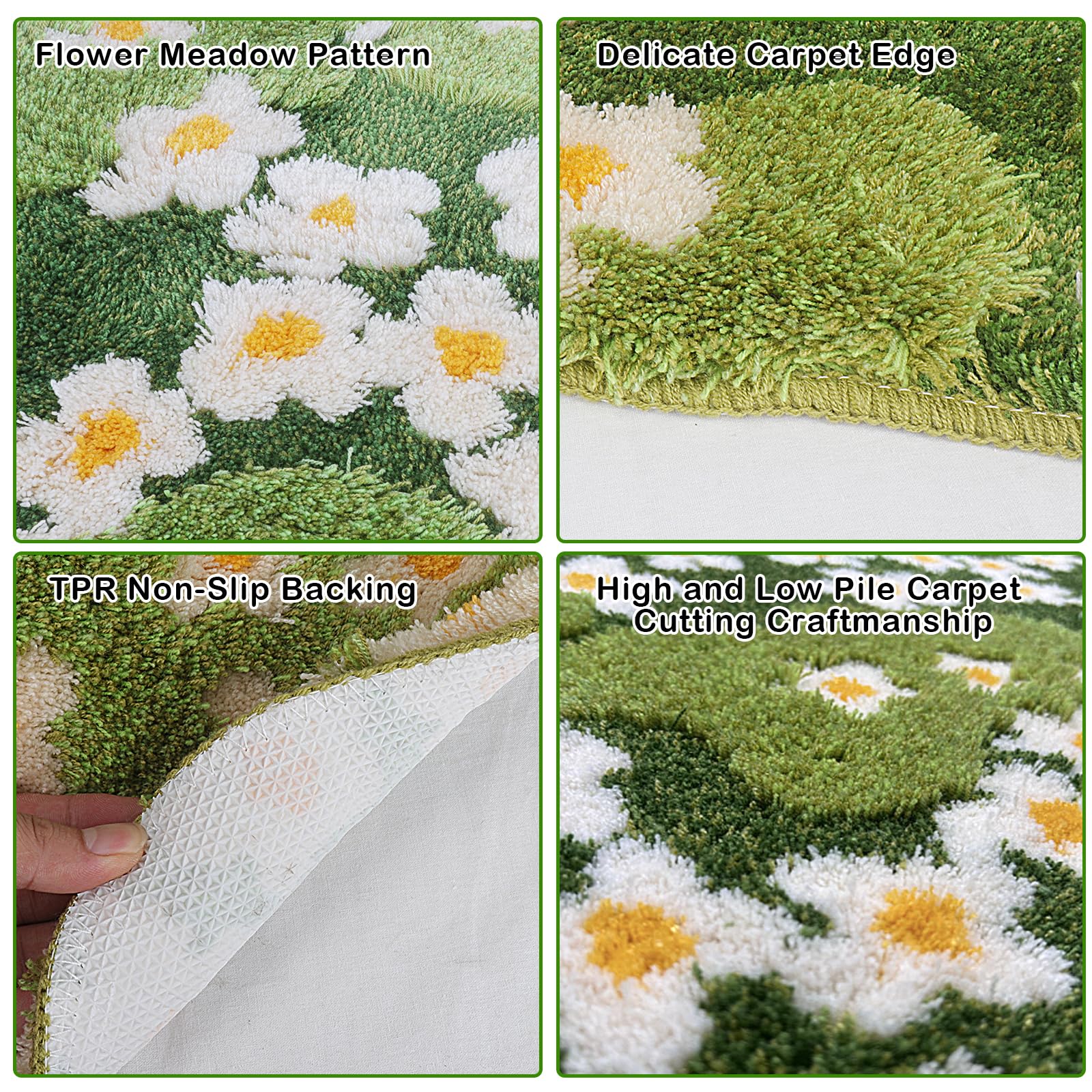 KRYCRHIA Moss Rug 3D Stereo Irregular Rug Flowers Grass Moss Rug for Living Room Bedroom Home Aesthetic Decor Floor Mat Indoor Floor Plush Shaggy Area Rug Anti-Slip Modern Rugs