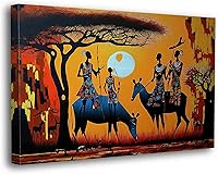 Vista 36 de SpiritualHands Máscaras africanas - Lienzo decorativo para pared, lienzo de dama africana, vibrante arte de pared africano hecho a mano