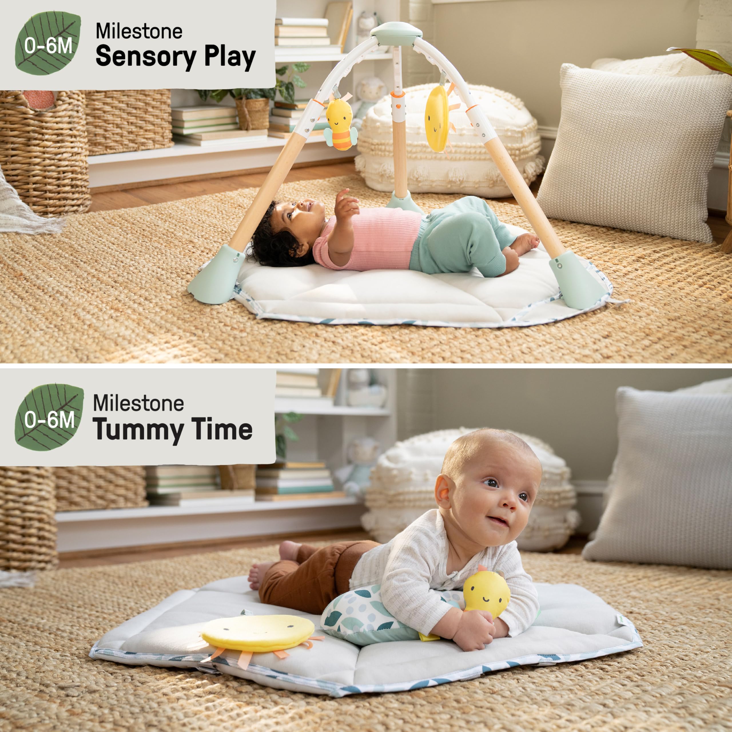 Ingenuity 6-in-1 Baby-Spielcenter Multifunktionales Aktivitäts-Jumperoo Spielgym Spielhaus Spieltisch Natur-Thema 0-24 Monate