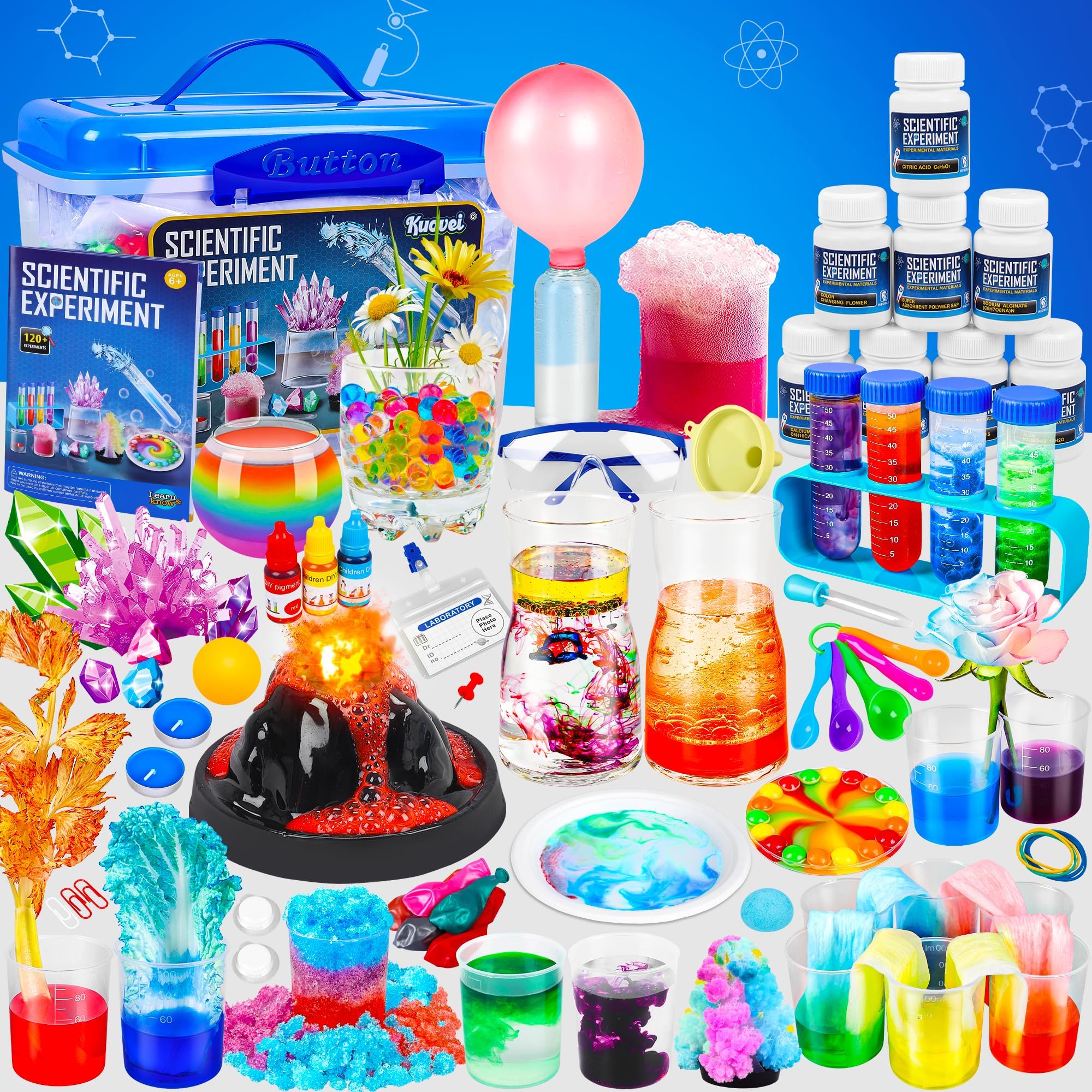 Kuovei Science Kit for Kids,120 Science Lab Experiments,Scientist Costume Role Play STEM Educational Learning Scientific Tools,Birthday Gifts and Toys for 6 7 8 9 10-12 Years Old Boys Girls Kids