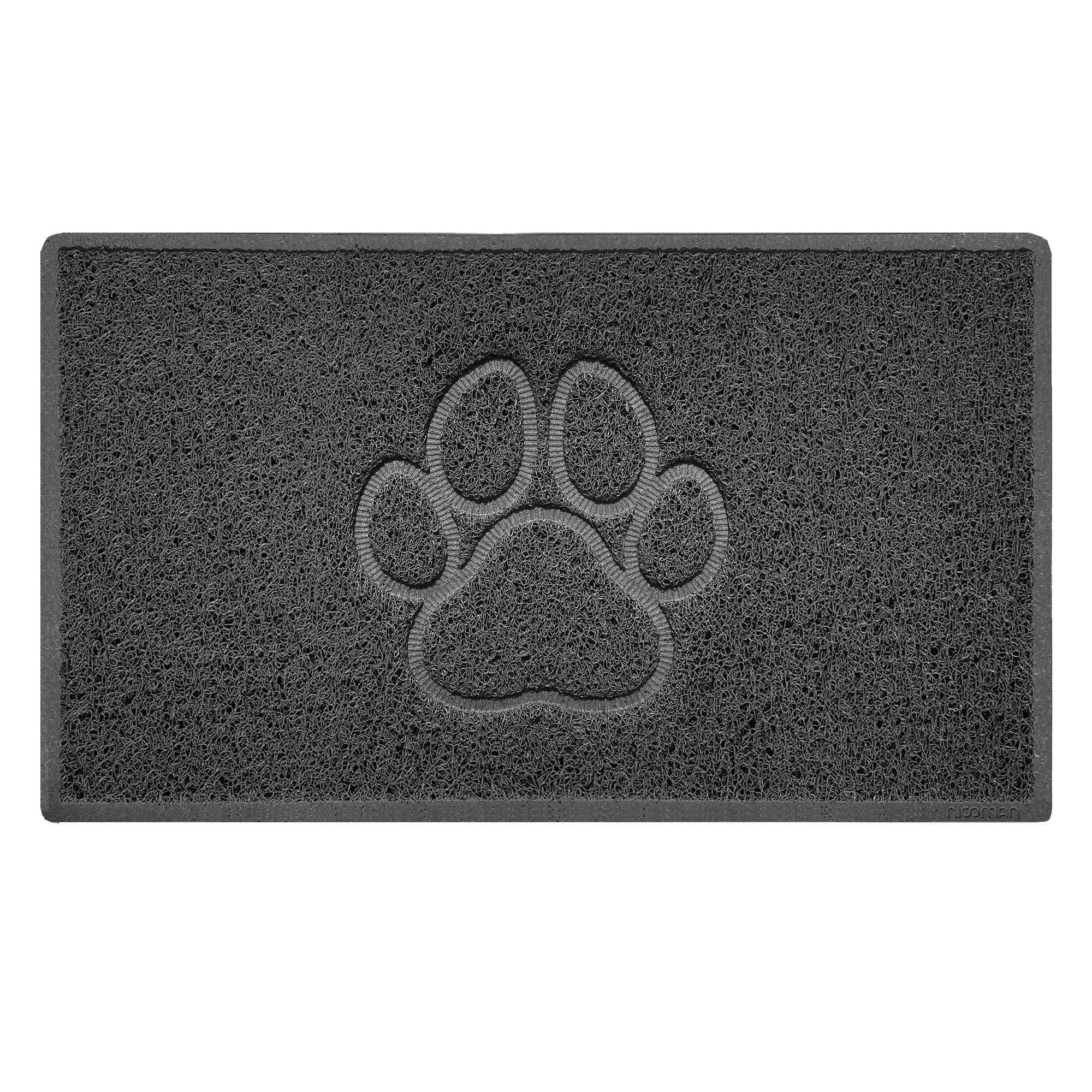 Nicoman Paw Embossed Shape Door Mat Dirt-Trapper Washable Barrier Doormat-Dark Grey (Watertight Rubber-Back)-Medium (75x44cm)