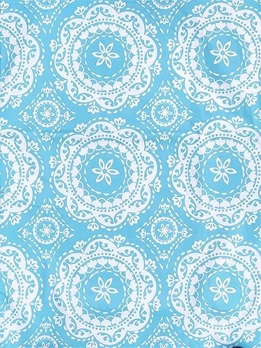 Miniatura 2 de Dining Fashions - Mantel trasero de franela de vinilo bordado floral blanco sobre azul (52 x 70 pulgadas, oblongo)