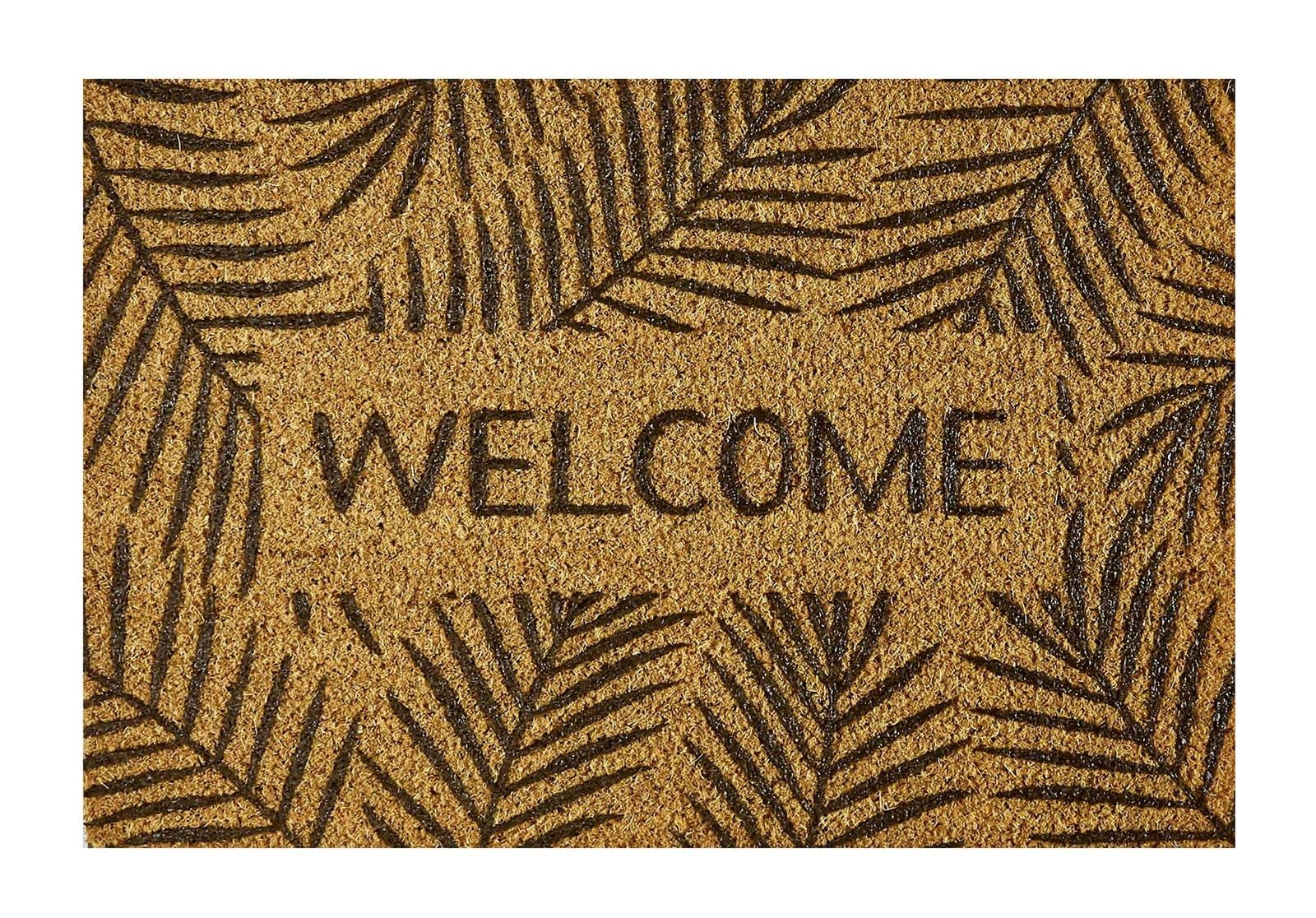 Tapis de coco Feuilles Bienvenue 40x60cm Entrée MD paillasson fin