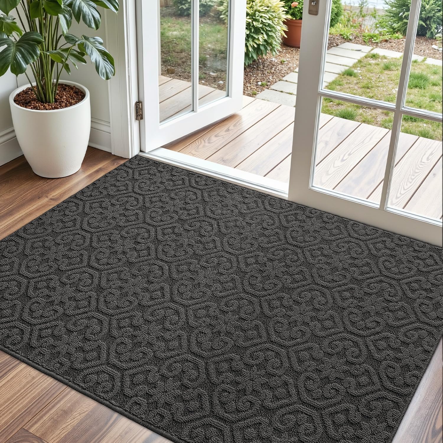 DEXI Zerbino Ingresso Interno 60 x 90 cm, Grigio Carbone