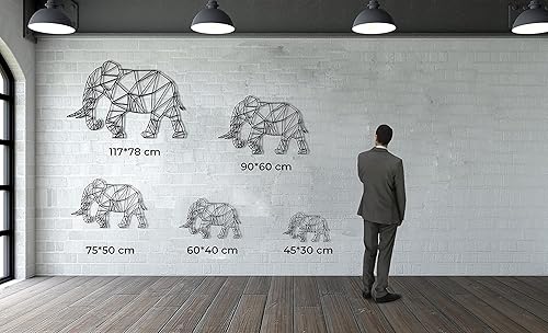 Miniatura 4 de DEKADRON Arte de pared de metal, elefante geométrico de metal, decoración de pared de metal, decoración de interiores, decoración de sala de estar,