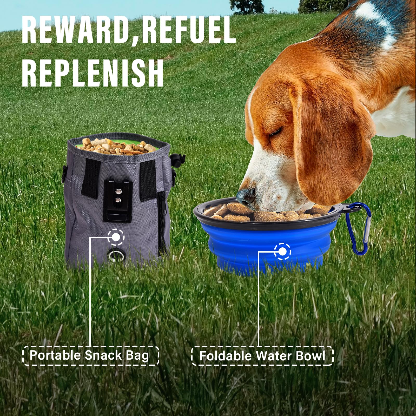 Dog Agility Training Equipment, Dog Agility Course Backyard Set with 2 Adjustable High Hurdle, 2 Tunnels, 6 Weave Poles, Pause Box, Jump Ring, Snack Bag, Folding Bowl, Balls, Whistle, Carry Bag - image 4