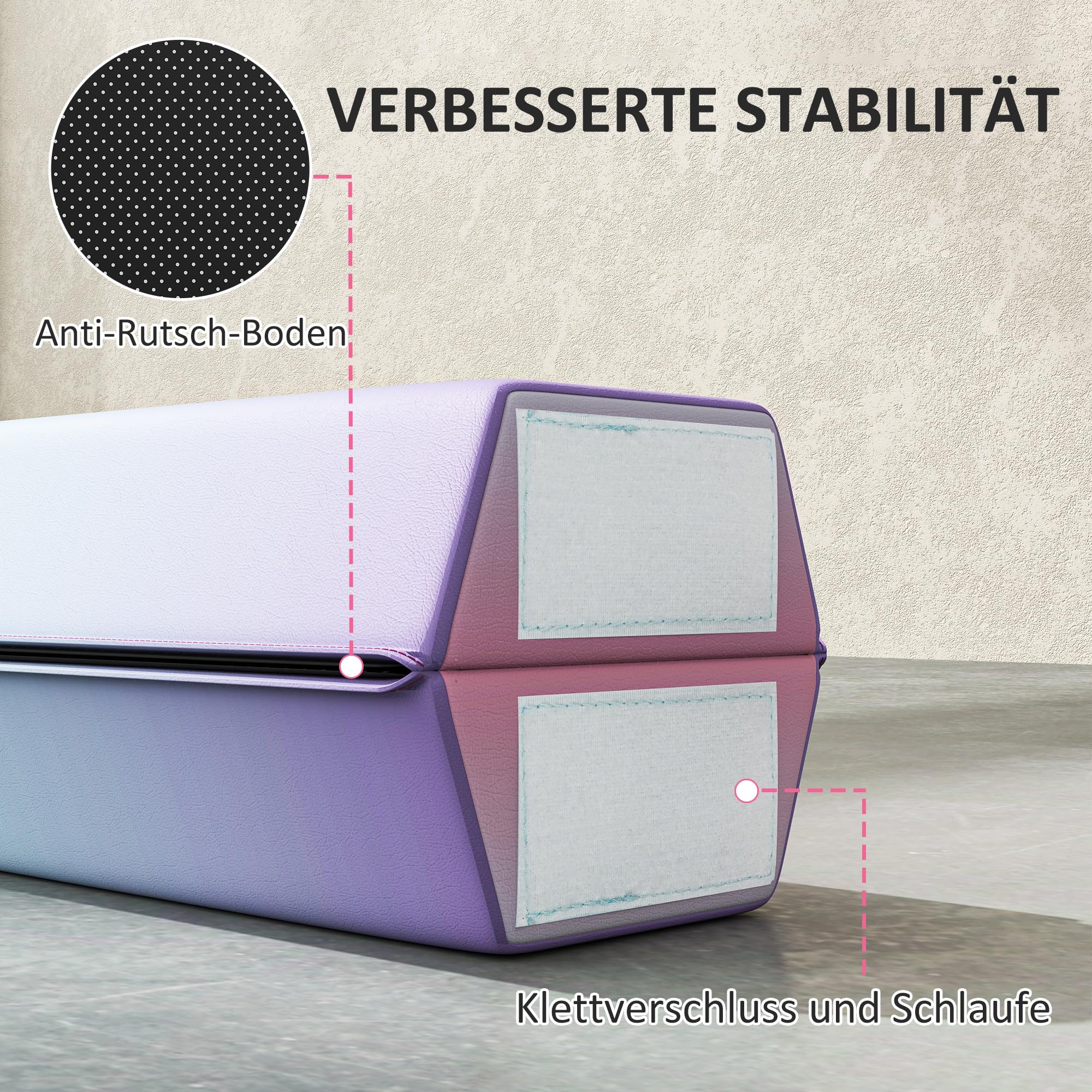 SPORTNOW 236 cm Klappbarer Schwebebalken, tragbar Turnbalken, rutschfest Balance Beam, Turn- und Balancierbalken bis 80 kg, für Kinder ab 3 Jahre, Indoor & Outdoor
