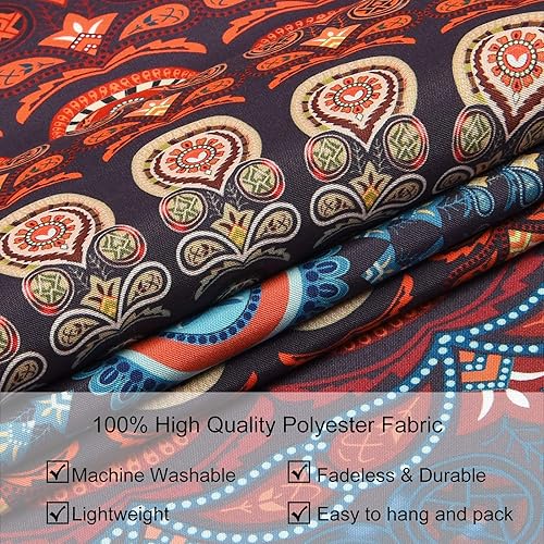 Miniatura 5 de Tapiz con diseño de mandala estilo bohemio, hippie y psicodélico, estampado de plumas de pavo real, para colgar en pared de dormitorio (36.02 x