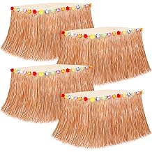 4Pack 108x29.5In Yellow Luau Grass Table Skirt for Hawaiian Party Activitie