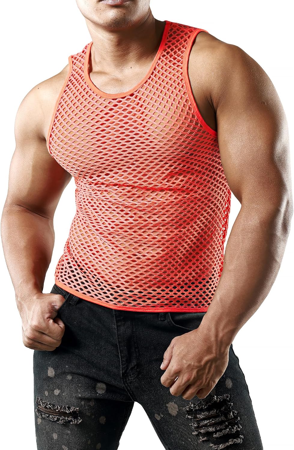 Yhong Herren Netzhemd – Transparentes Tank Top Aus Mesh Für Sport & Club (Größe L-XL)