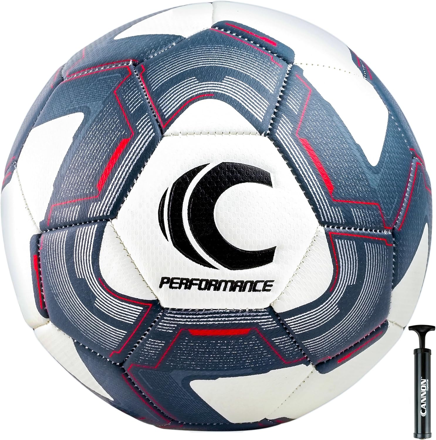 Cannon Sports Premium Official Size Soccer Ball - Textured PU and EVA Construction, Butyl Bladder - Designed for Top-Level Performance – Size 5 Soccer Ball with Pump