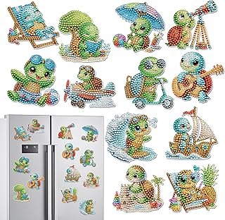 INCOK Sea Turtle Diamond Art Magnets Refrigerator - 12 PCS DIY Diamond Painting Fridge Magnets Kit Cute Animal Gem Art Crafts Set Summer Home Decors Birthday Gift for Adults Beginners