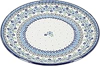 Vista 15 de Blue Rose - Plato mágico mágico de hoja perenne azul - 10.5 pulgadas de diámetro - Plato llano de cerámica polaca, diseño festivo para vajilla