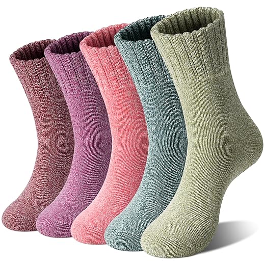Loritta Wool Socks for Women Warm Winter Socks Knit Crew Calf Hiking Boot Sock Stocking Stuffers Gifts