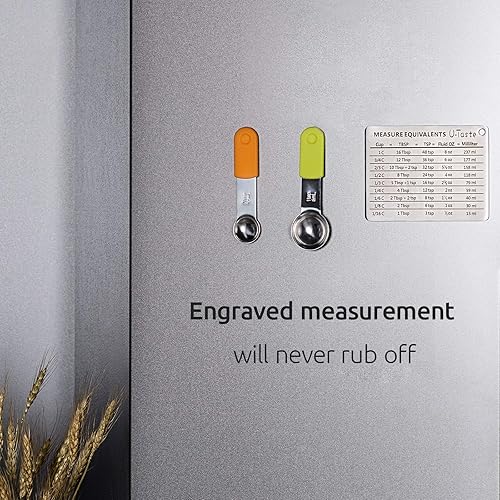 Miniatura 5 de U-Taste - Juego de tazas medidoras y cucharas medidoras coloridas en acero inoxidable 188 (tabla de conversión)