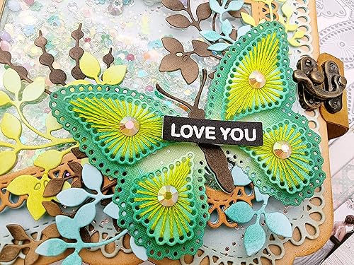 Vista 3 de Alinacutle 82 sellos transparentes a rayas Sentiments con troquel de etiqueta, pancarta de sello de sentimiento, troqueles de metal