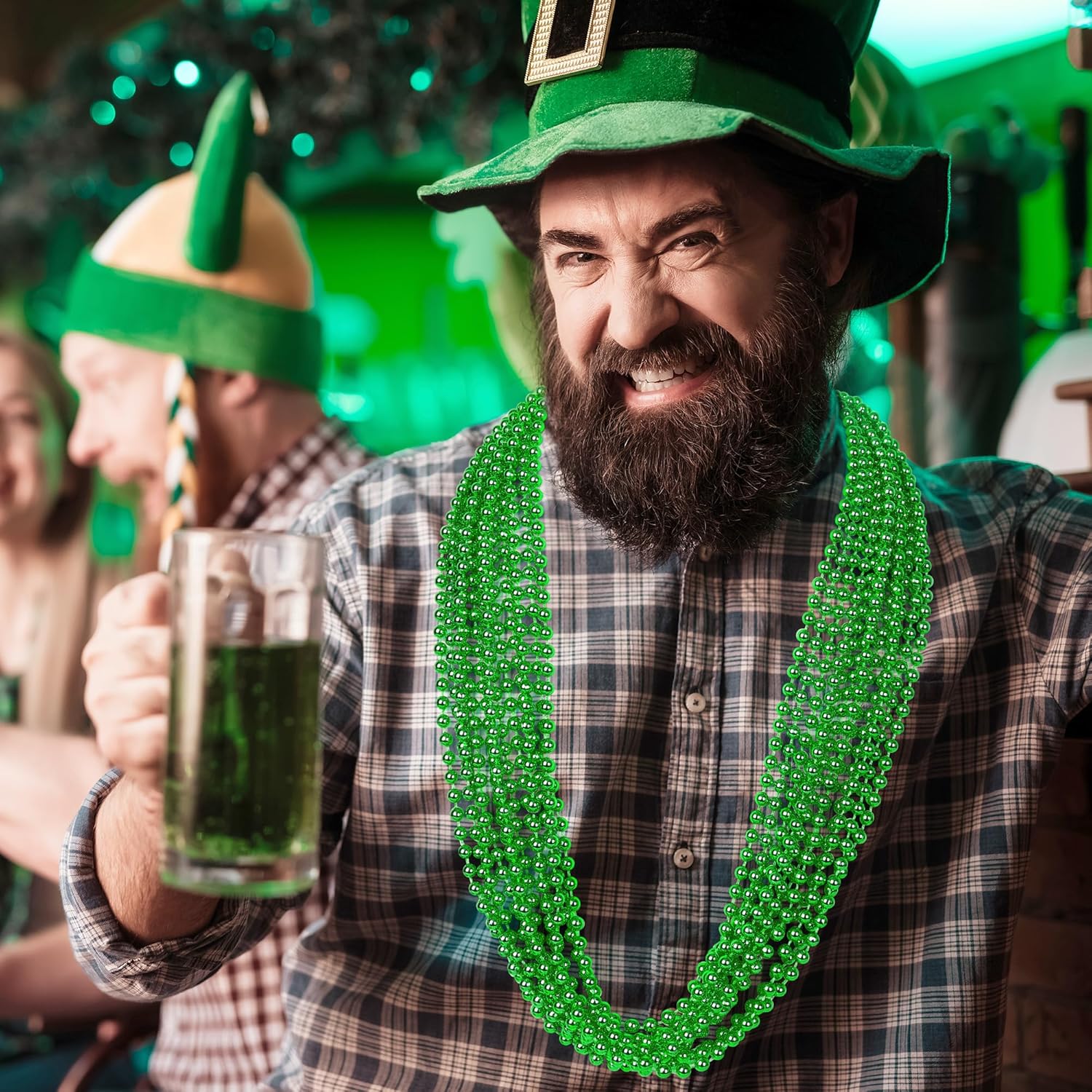 VLUV 36Pcs Beaded Necklace, Mardi Gras Beads Necklaces Accessories, 33 Inch Bead Costume for Women Man, Festival Parade Throw Supplies - Image 5