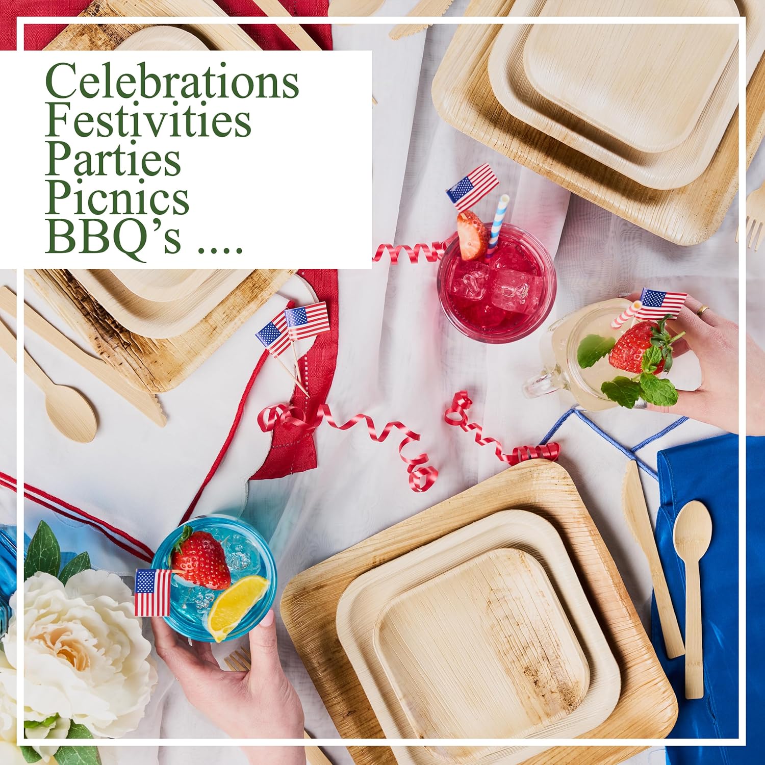 8" Square Palm Leaf Disposable Plates (50-Pack) | Premium Biodegradable, Eco-friendly Heavy Duty |100% Like Natural Bamboo Plates | Ideal for Parties, Weddings, Catering Events - Image 8