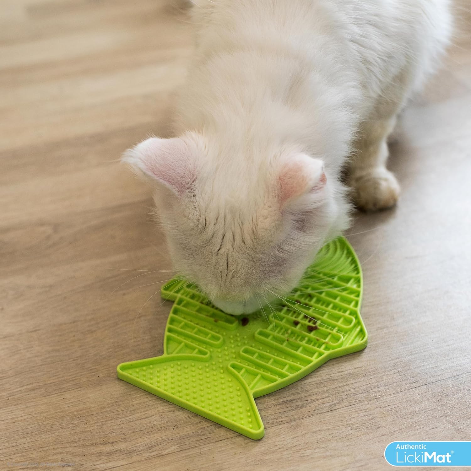 LickiMat Casper, Fish-Shaped Cat Slow Feeders Lick Mat, Boredom Anxiety Reducer; Perfect for Food, Treats, Yogurt, or Peanut Butter. Fun Alternative to a Slow Feed Cat Bowl or Dish, Green