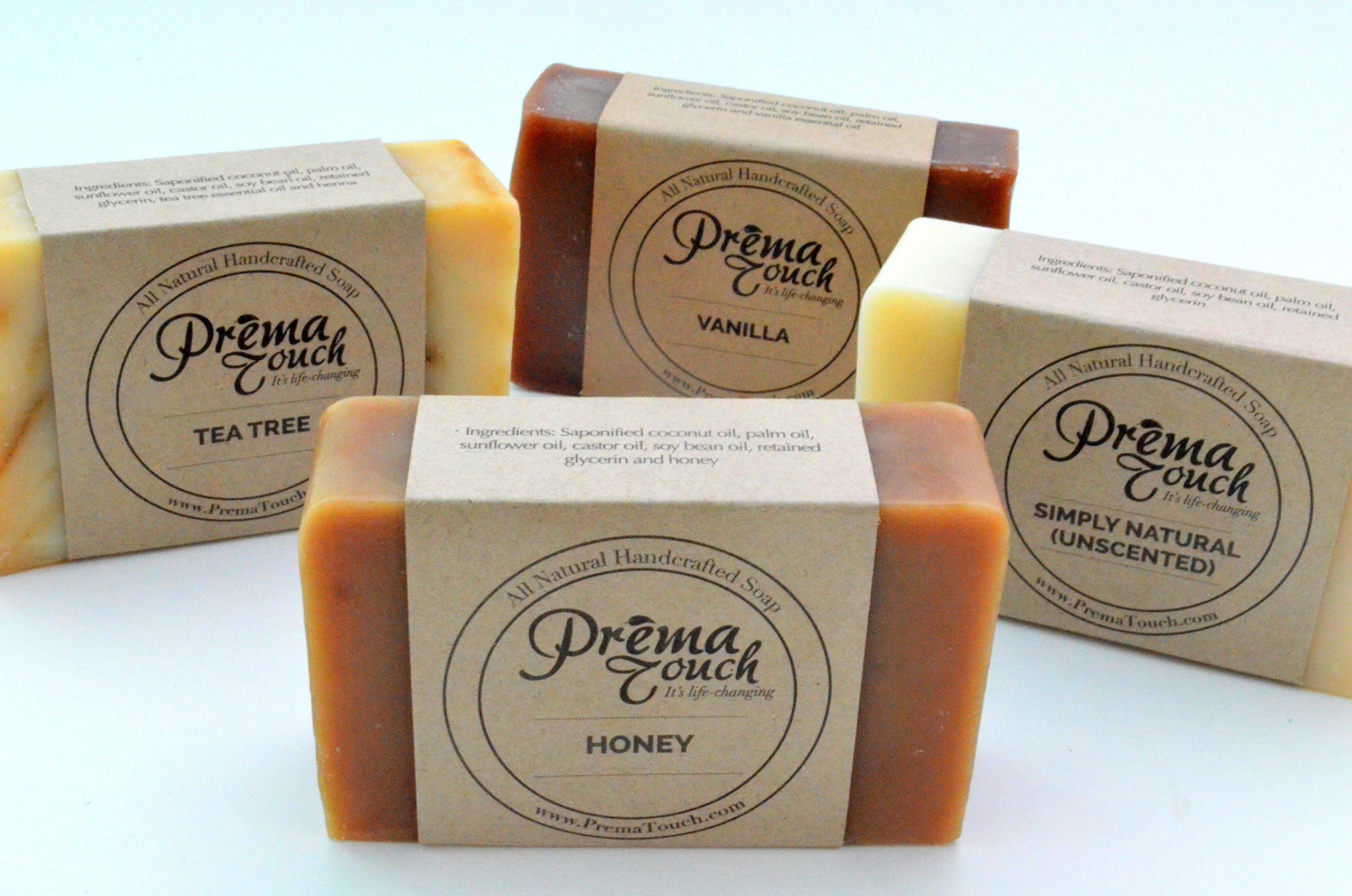 PremaTouch COCONUT OIL Bar Soap - Nature's Best Variety 4 Pack. Life Changing, All Natural, Handcrafted, SLS and Paraben Free (Natures' Best 4 Bar Variety Pack. Formerly Freedom Soap)
