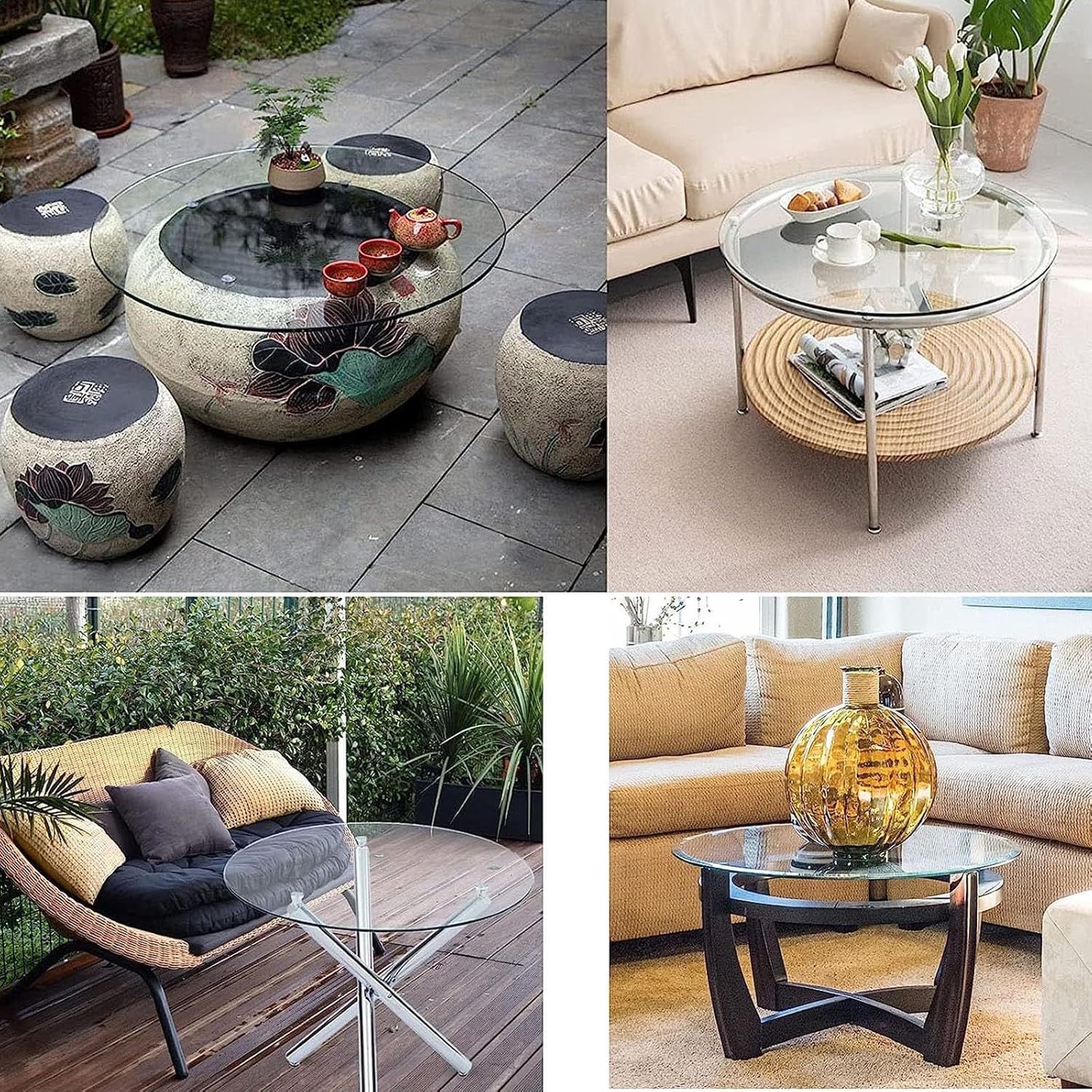 HJXGQJM Toughened Glass Tabletop Round Patio Glass Table Top Tempered Glass Table Top for Dining Table, Coffee Table, Home, Office，DIY Self-Made Glass Table Tops for Coffee Tables(48CM(19INCH))