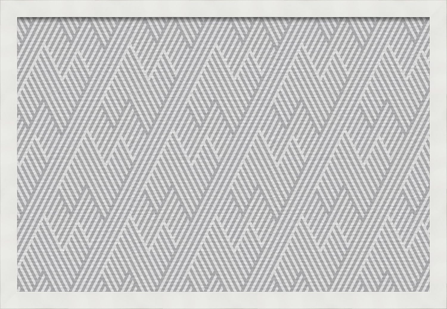 PinPix 24x16 inch Cork Bulletin Board. This Decorative Framed Pin Board Comes with Modeco Zig Zag Grey Design and Satin White Frame. Ideal for Home, Office Decor or School (PinPix-1508)