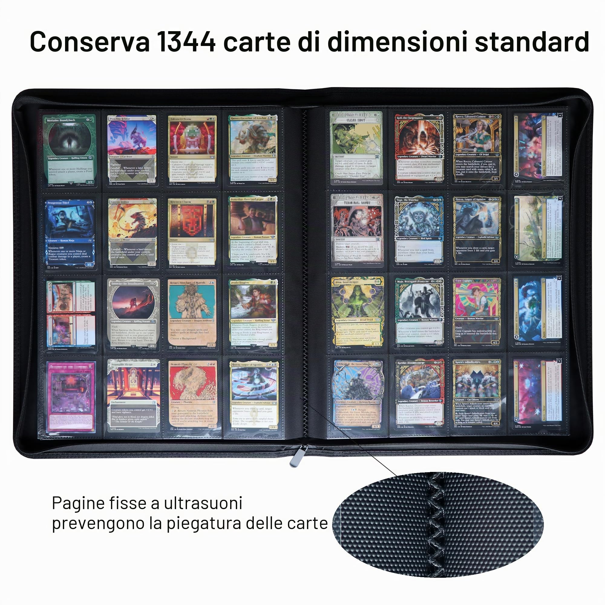 Raccoglitore a 16 tasche, adatto per 1344 carte collezionabili con caricamento laterale, album per carte da gioco e carte sportive