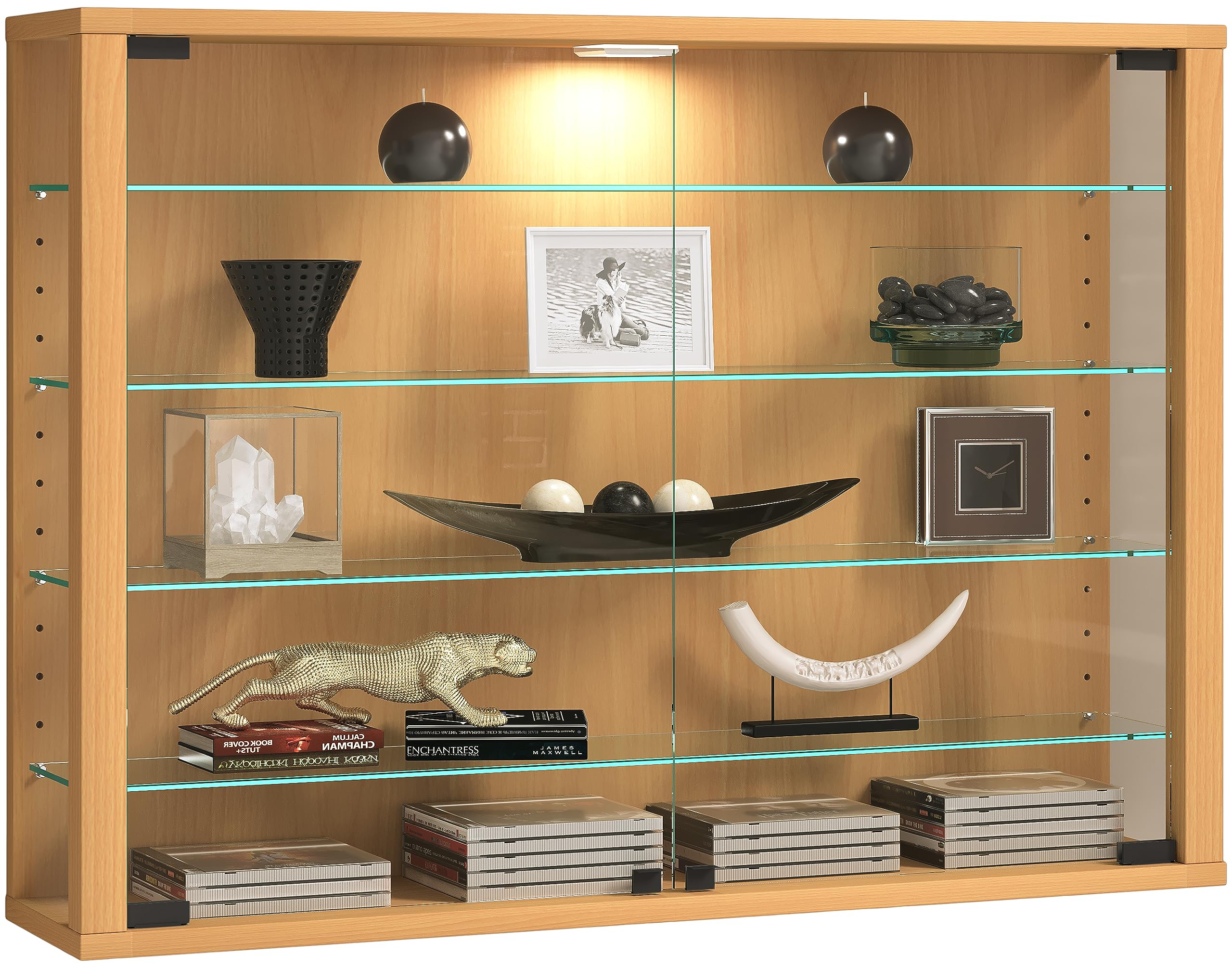 VCM Glass Display Cabinet Hanging with ESG Safety Glass | Dimensions: H 60 x W 83 x D 18 cm | Modern and Space-Saving | Display Cabinet - Vitrosa L