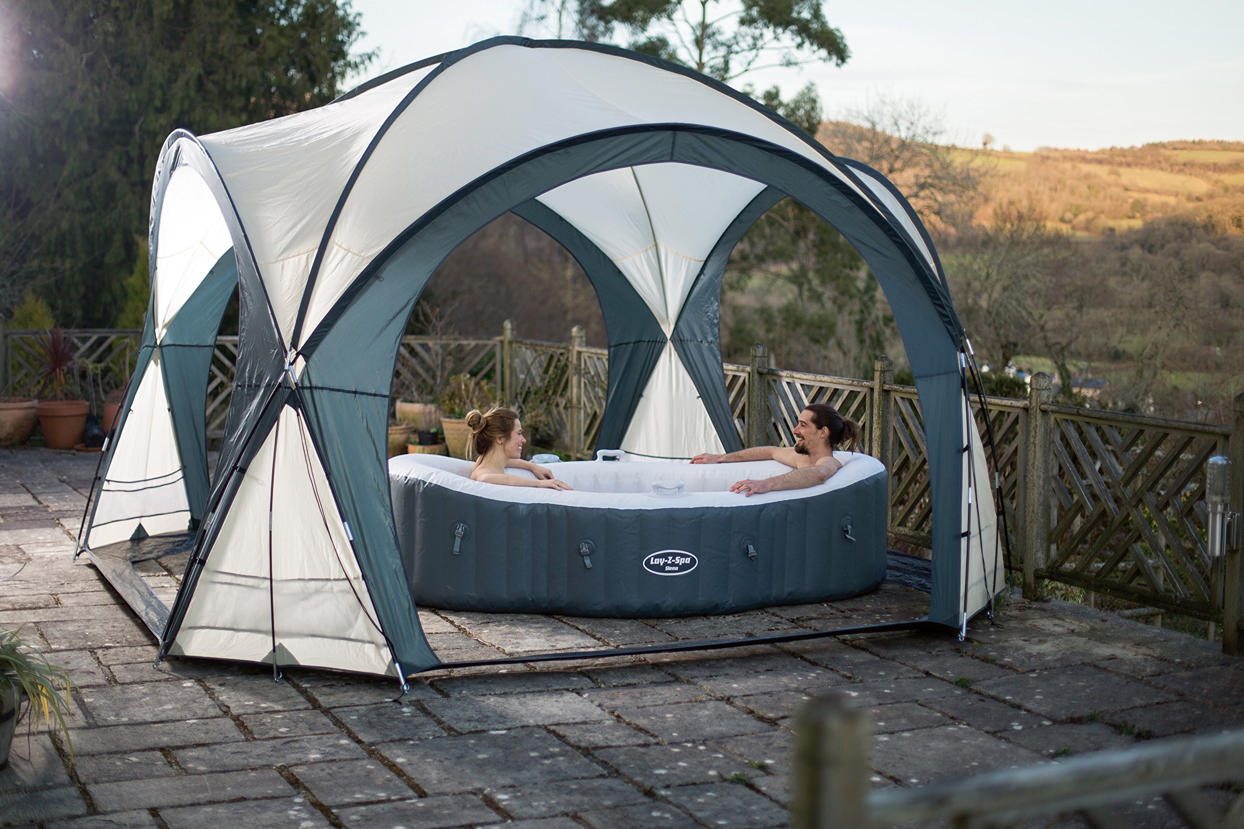 Bestway Lay-Z-Spa Pavillon, weiß-grau, 390 x 390 x 255 cm, 58460-05