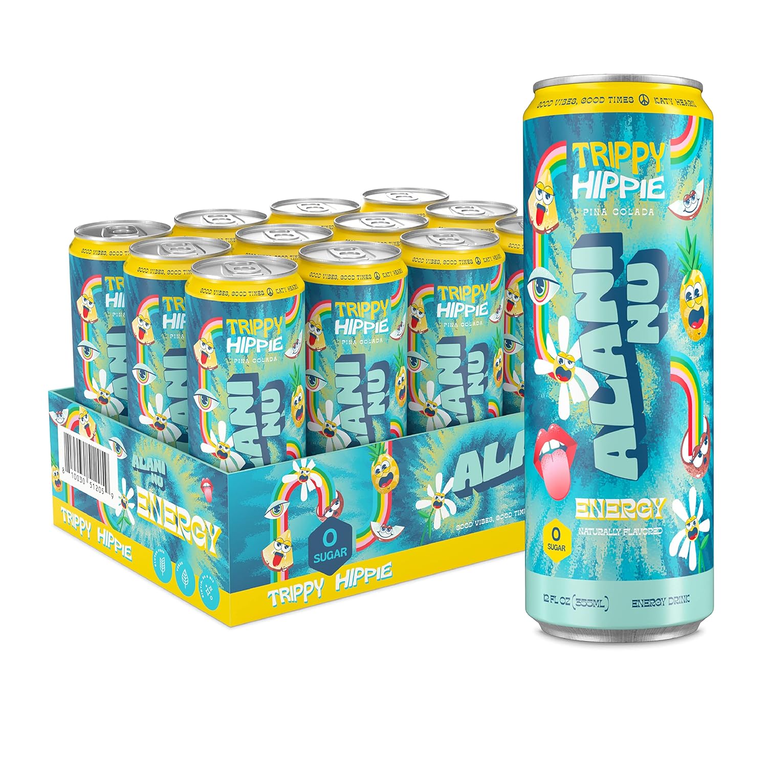 Alani Nu Sugar-Free Energy Drink, Pre-Workout Performance, Trippy Hippie, 12 oz Cans (Pack of 12) : Grocery & Gourmet Food