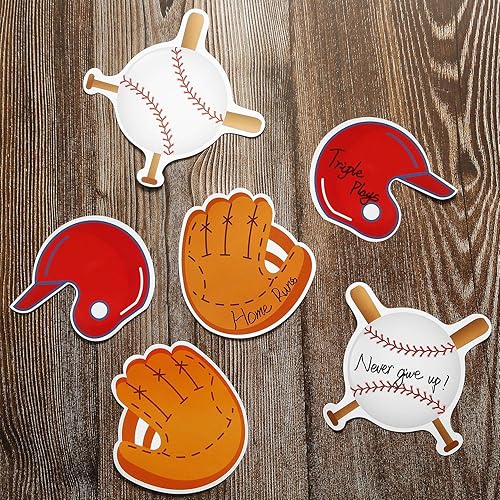 Miniatura 6 de Gejoy 90 recortes de béisbol para tablón de anuncios, guantes, sombrero, bolas para decoración de fiestas de cumpleaños, temática deportiva, 3
