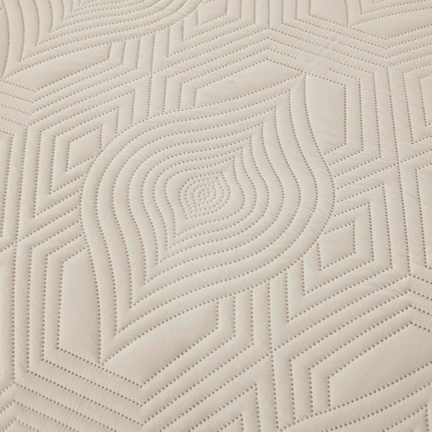 ATMOSURELY Quilts for Queen Bedding Set Beige Bedspreads - Soft Lightweight Breathable Bedspread Comforter - Boho Geometric Patchwork Coverlet for All Season - 3 Pieces (Beige Ellipse, Queen)