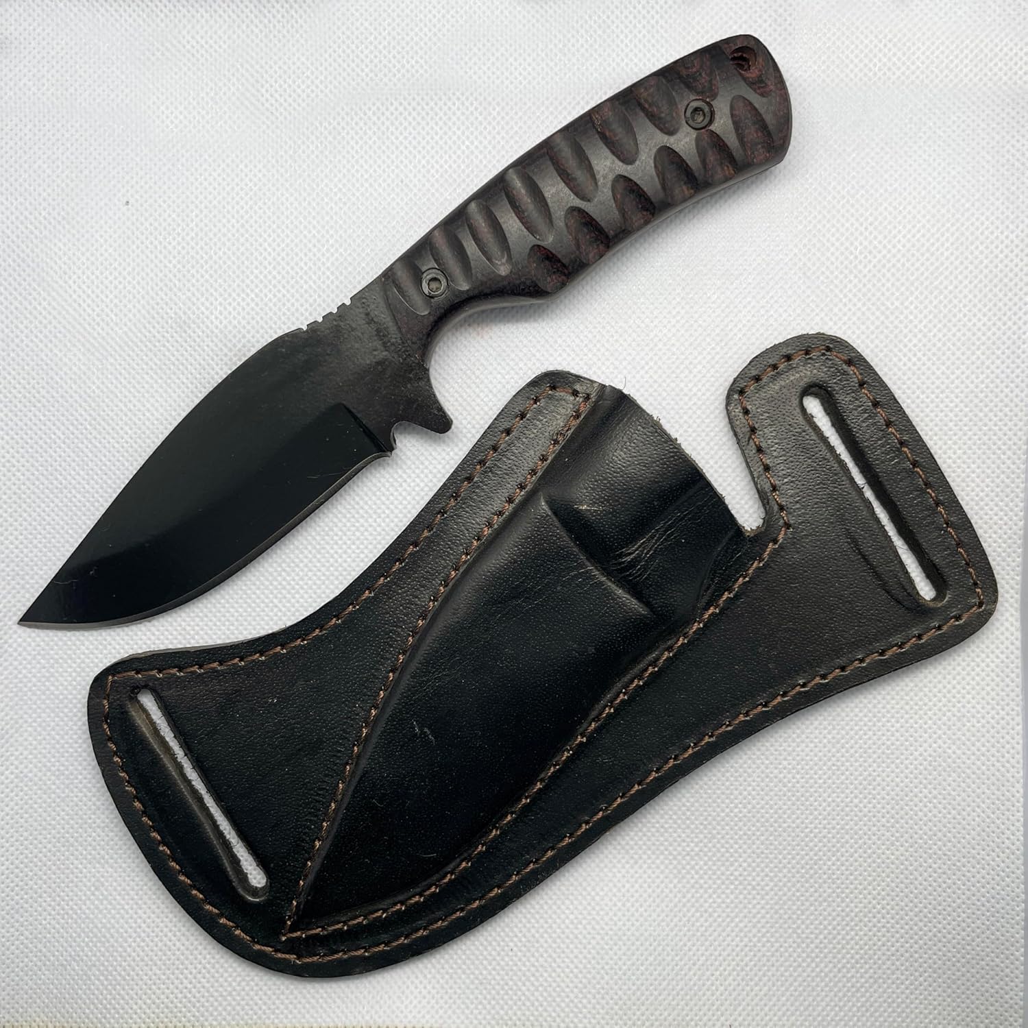 Full Tang Fixed Blade Hunting Knife with Sheath, 4 Inch Stainless Steel Blade, Ergonomic Black Micarta Handle, Tactical Knife for Hunting Essentials, Skinning Knive for hunting