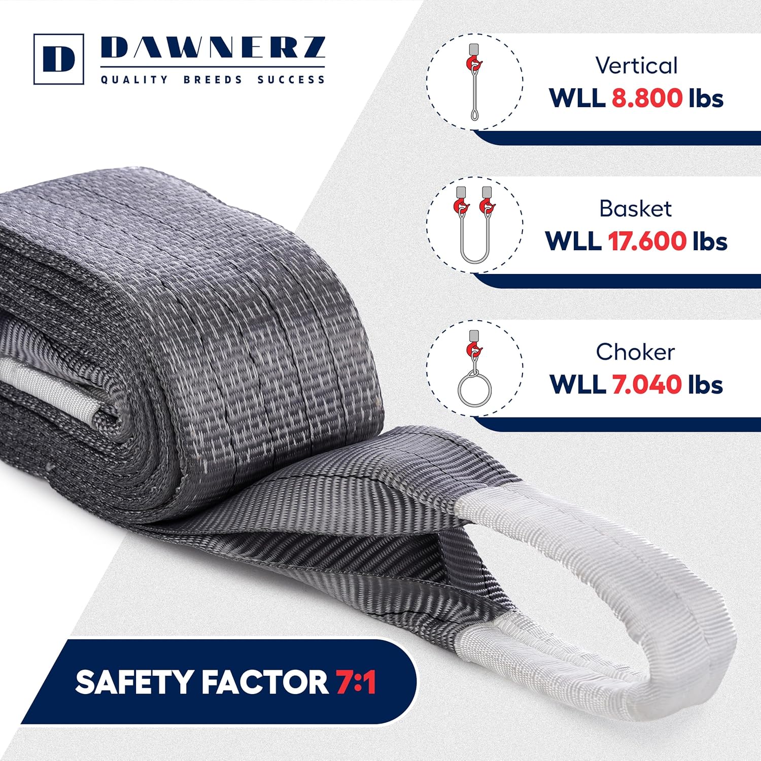 Heavy Duty Equipment Lifting Strap 8800 lbs Vertical WLL 18 ft - Polyester Lifting Sling for Hoist, Crane, Boat (4.7" x 18')