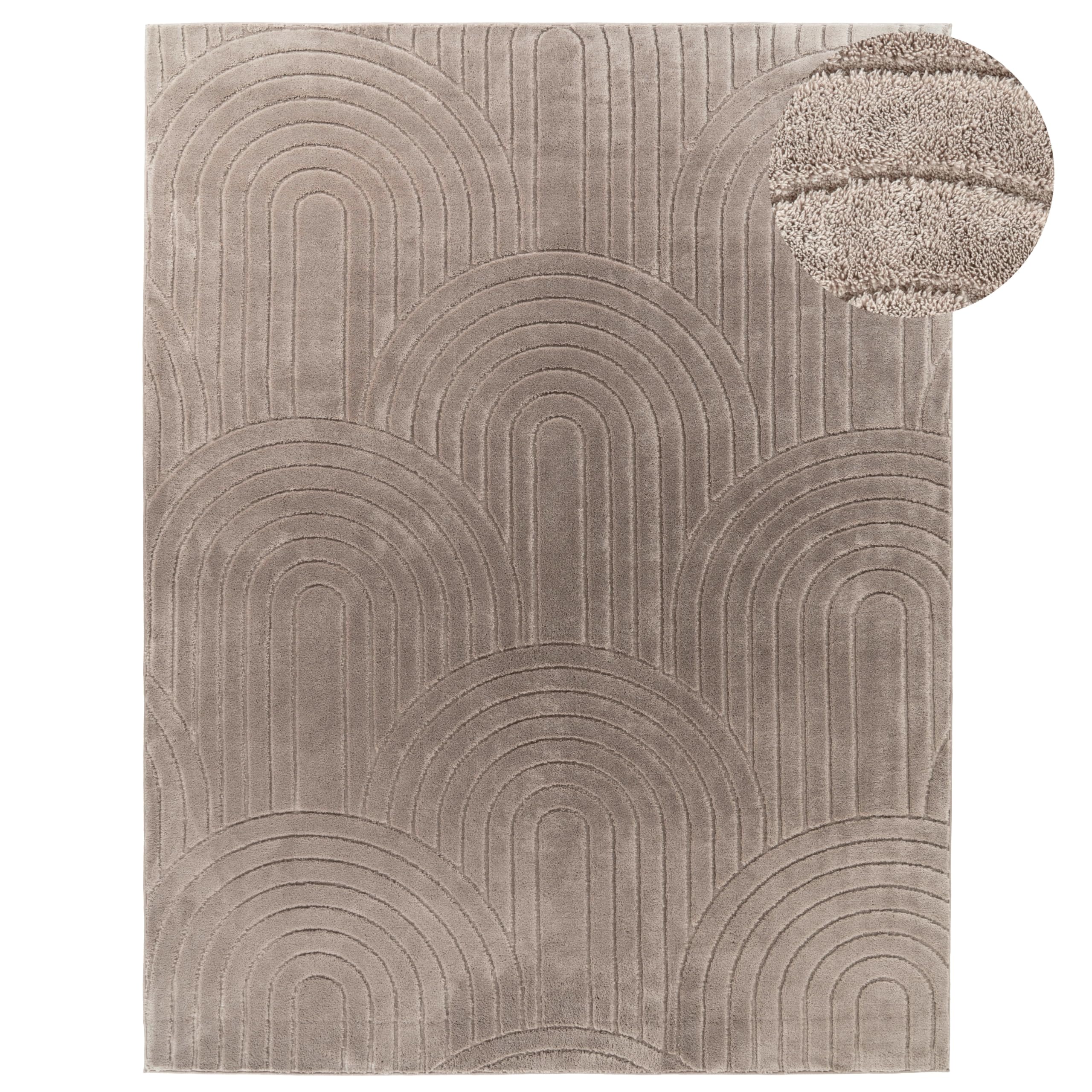 Paco Home Alfombra Salón Dormitorio Pelo Alto Suave Uni 3D Look Fácil Cuidado Diseño Moderno Taupe, tamaño:120x160 cm