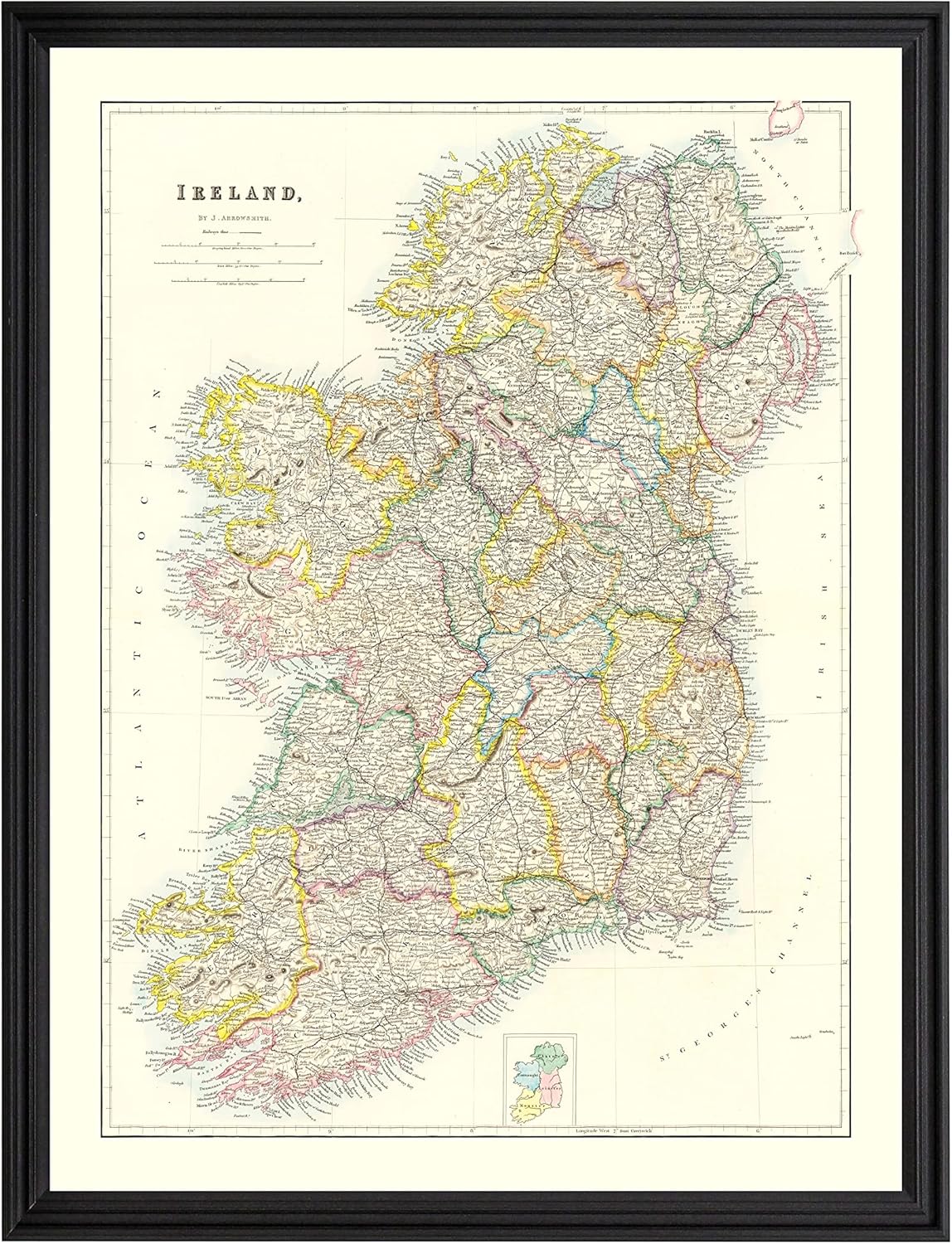 Ireland Map 1884 Museum Quality Vintage Ireland Art Wall Decor Reproduction Old