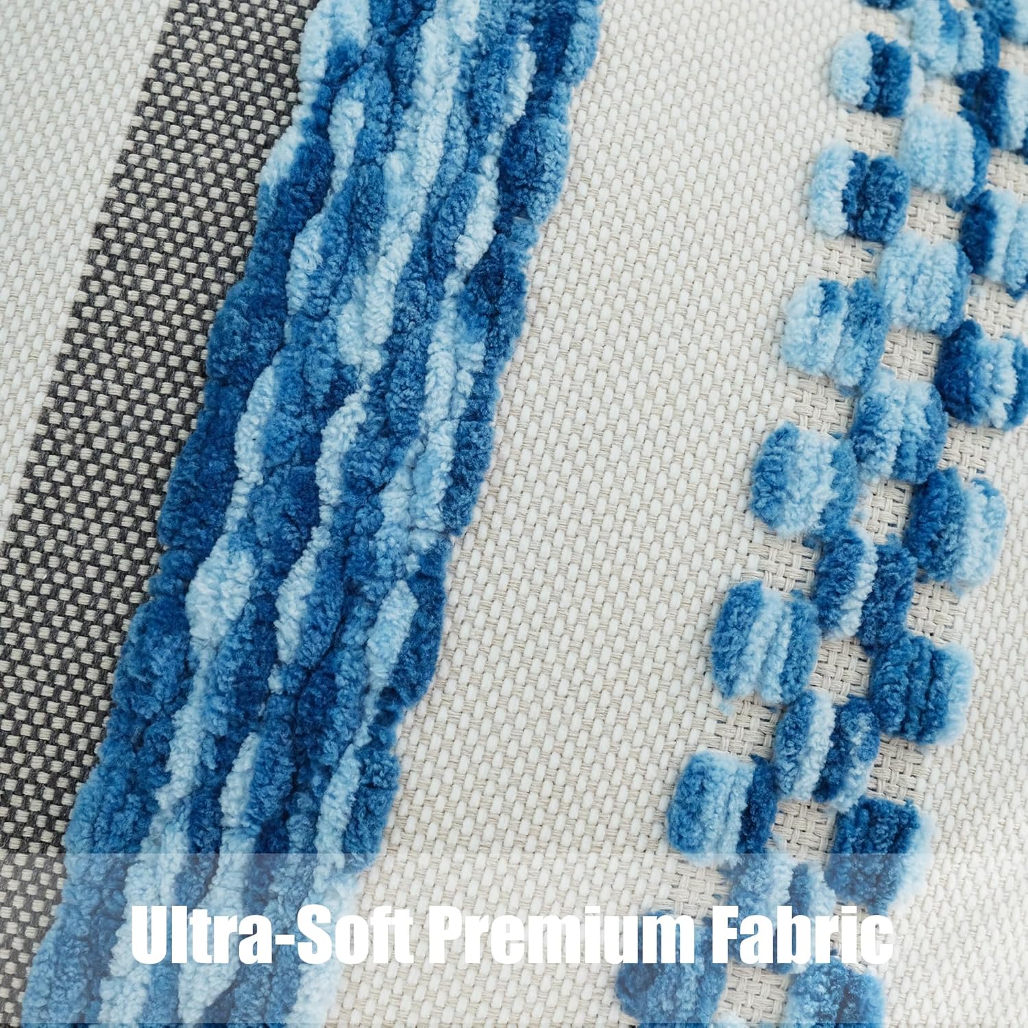 JOJUSIS Pack of 2 Boho Throw Pillow Covers Accent Striped Pillowcovers Farmhouse Decorative Cushion Case Home Decor 18 x 18 Inch Blue - Image 5