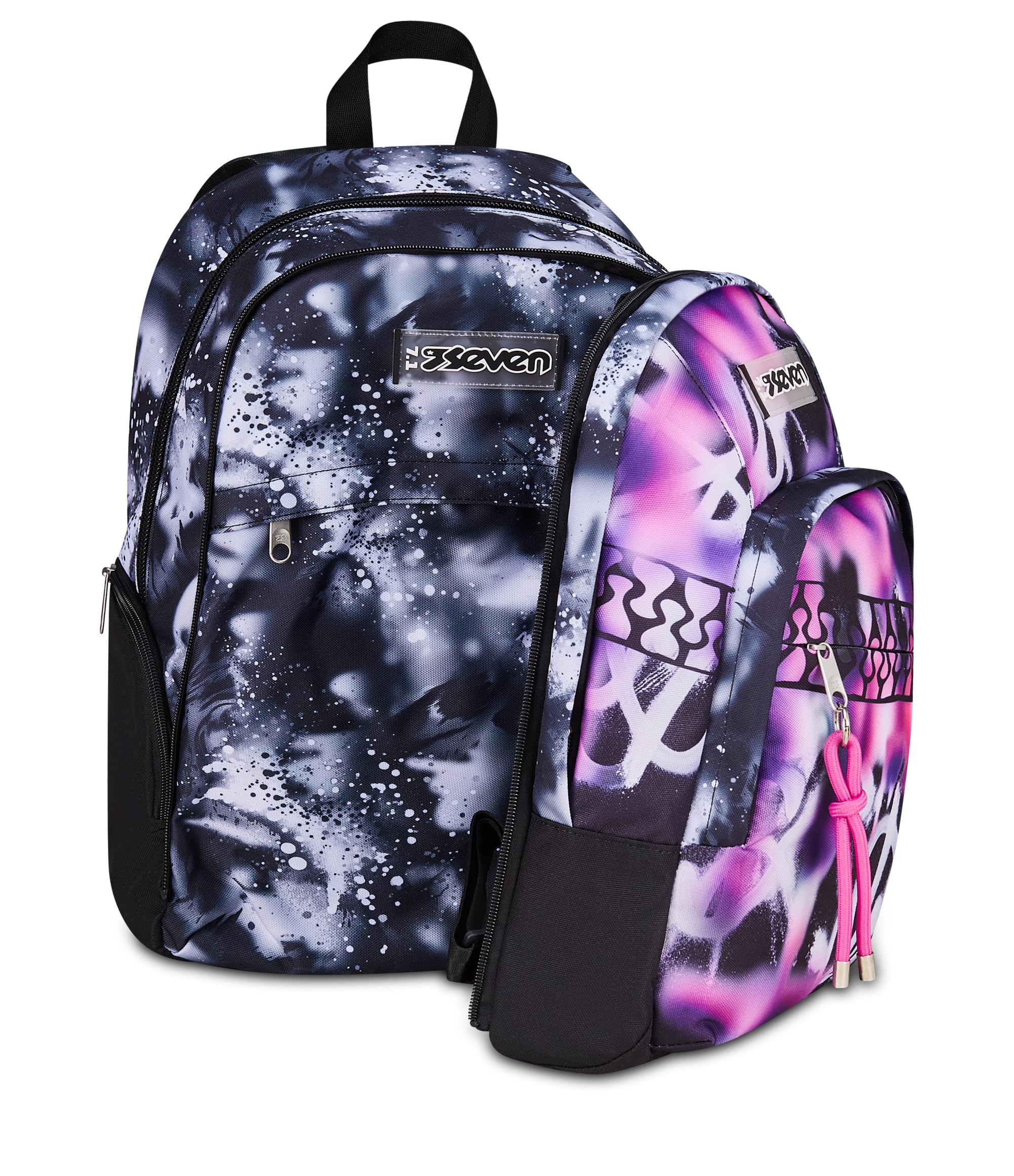 Seven Zaino Scuola Dual Detach BUZZY NOTE GIRL, Nero, 32 L, Doppio Scomparto, Multifunzione, Zaino Staccabile, Tasca con organizer, Scomparto porta pc, Scuola media e superiore, Bambina, Ragazza