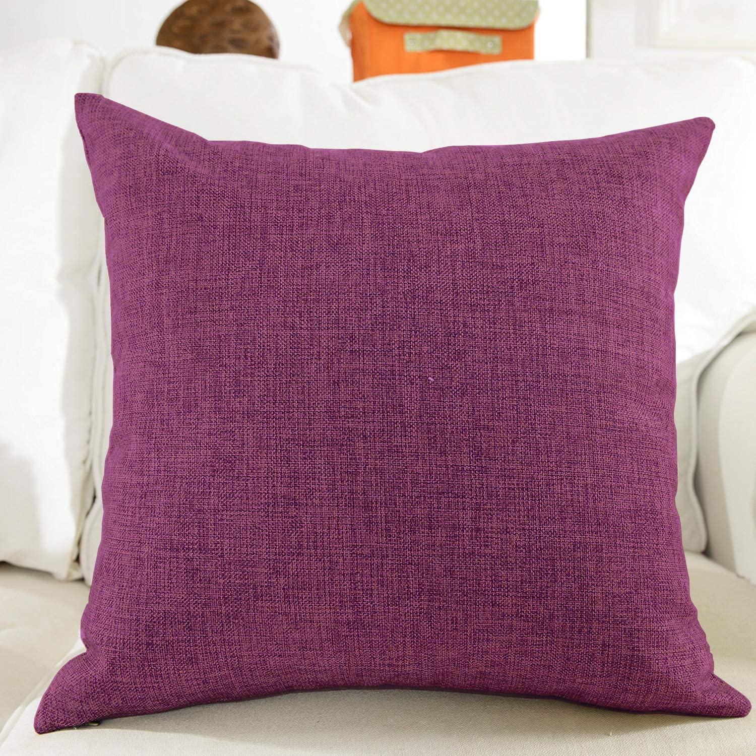 Khooti Jute Cushion Cover | 36 x 36 Inches / 90 x 90 cm | Wine | Set of 2 | Throw Pillow Cover for Couches, Chairs, Sofas, Beds, Coffee Tables, Living Rooms, Bedrooms, Modern Boho Design -50 TC