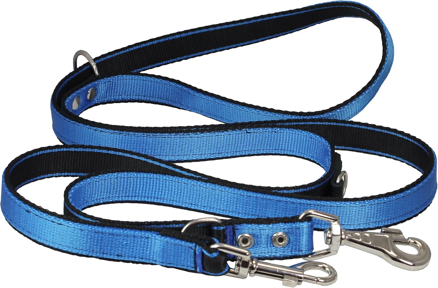 Dogs My Love 1" Wide 6 Way European Multi-Functional Nylon Dog Leash, Adjustable Lead Blue 40"-70" Long