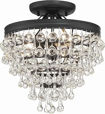 Crystorama Calypso 3 Light Matte Black Semi Flush Mount