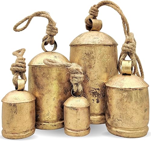 Shabby Chic - Juego completo de campanas de estilo rústico vintage de estilo rústico hechas a mano con armonía de metal grande para Navidad (1, 5