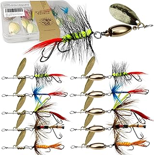 Trout Lures Rooster Bait Tail Fishing Spinnerbaits, Brass Hard Metal Spinner Baits Trout Fishing Lures for Bass Salmon Pike Freshwater Saltwater Lake River