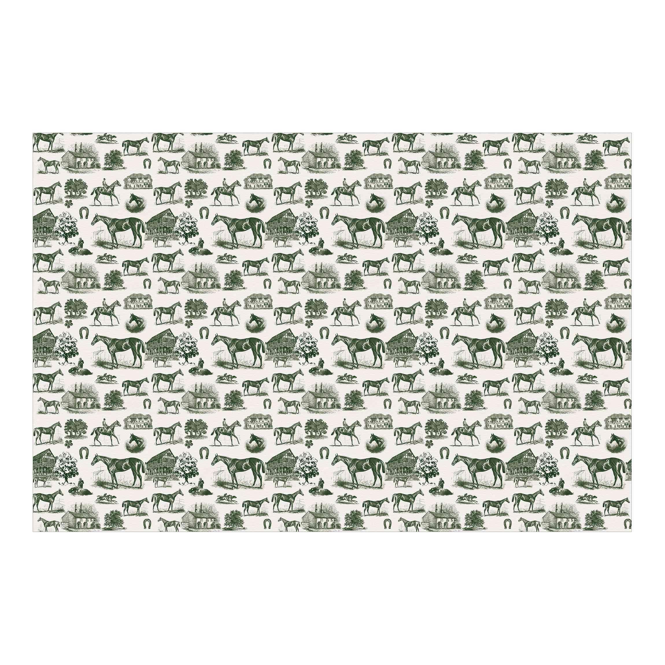 Papier peint panoramique cheval vert 480x320cm pour chambre enfant